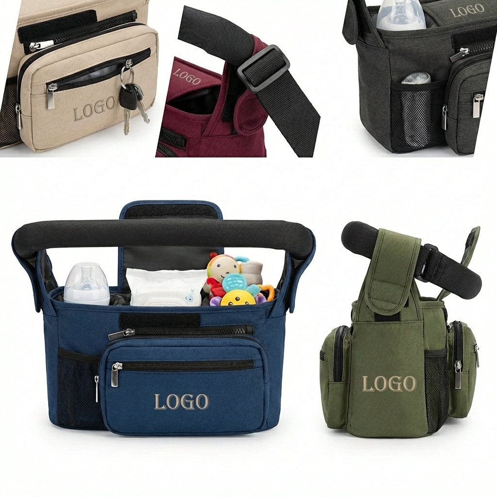 Universal Stroller Caddy with Secure-Grip Handle Attachment