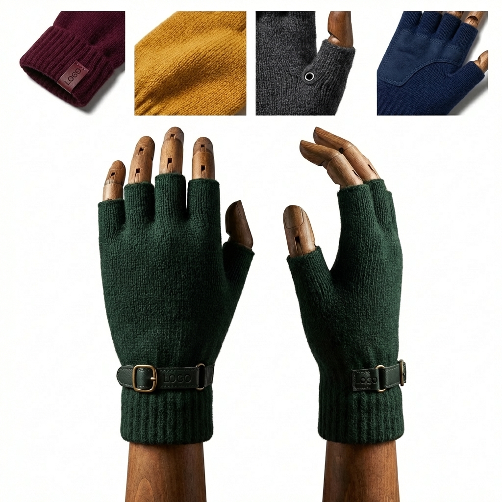 Utility Grip Touchscreen Half-Finger Gloves with Strap & Eyelets